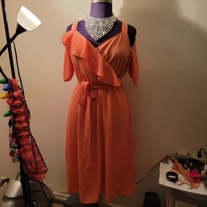 Peach Flounce Dress